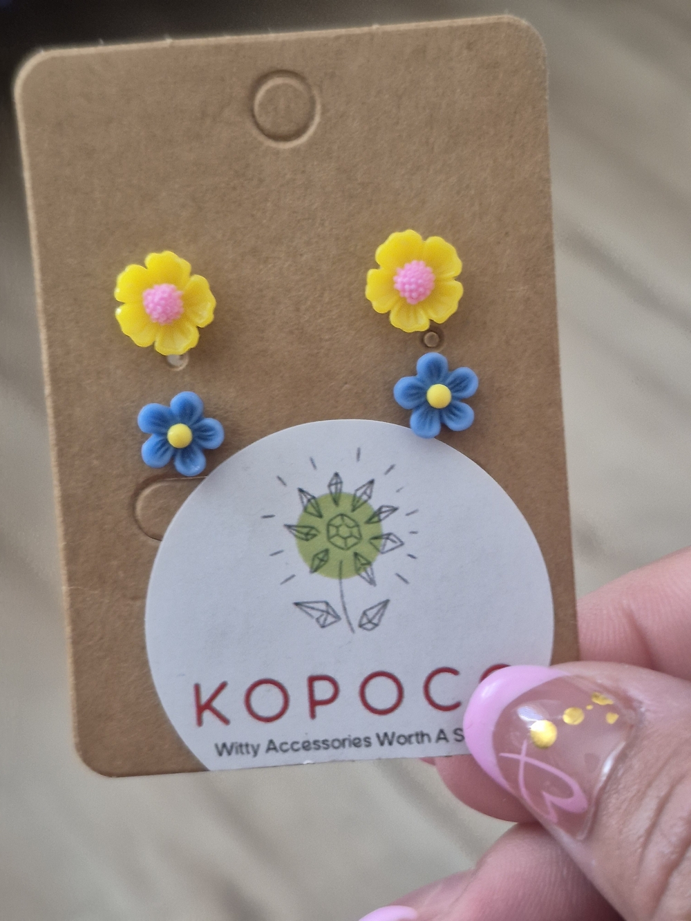 Cute Yellow Blue Flower Stud Earrings ☆ Women Jewerly Class Fashion Accessories